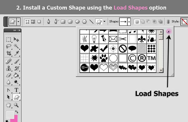install custom shapes using load shapes