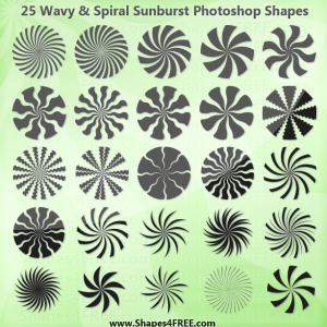 25 Wavy and Spiral Sunburst Shapes for Photoshop