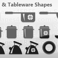 30 Cookware and Tableware Photoshop Shapes CSH