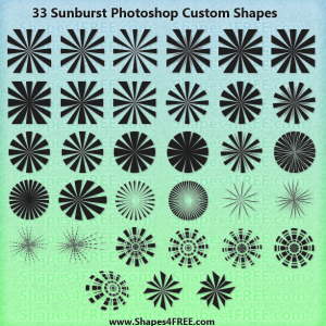 33 Sunburst Photoshop Shapes