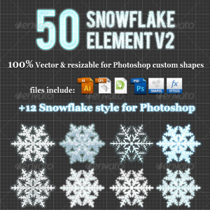 50 Christmas Snowflake Element v2 Photoshop Custom Shapes