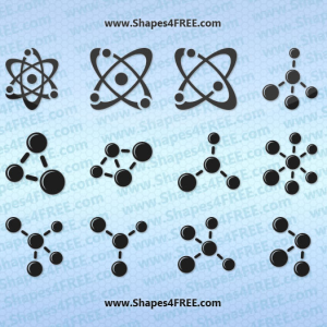 12 Atom and Molecule Photoshop Shapes