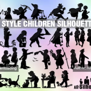 Old style children silhouettes