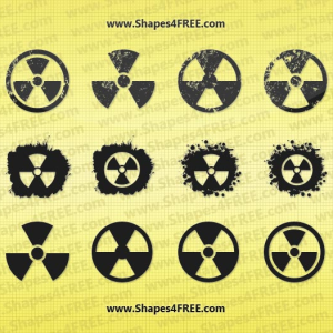 12 Grunge Radiation Symbol Vector Shapes