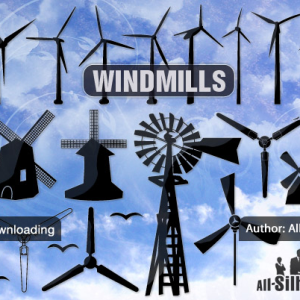 Vector Windmill Silhouettes