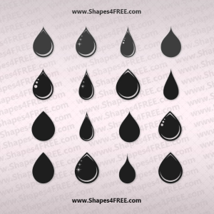 16 Shiny Water Drops Photoshop Shapes