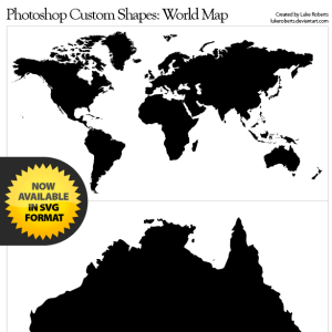World Map Vector Shape Photoshop CSH
